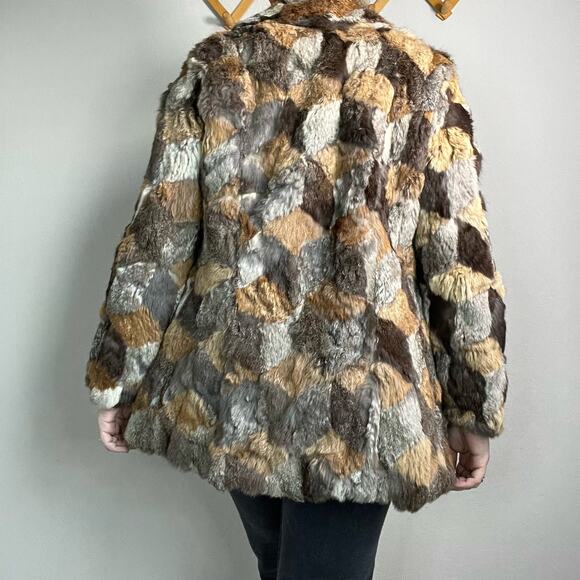 Vintage Patchwork Rabbit Fur Coat Size Medium - Picture 5 of 15